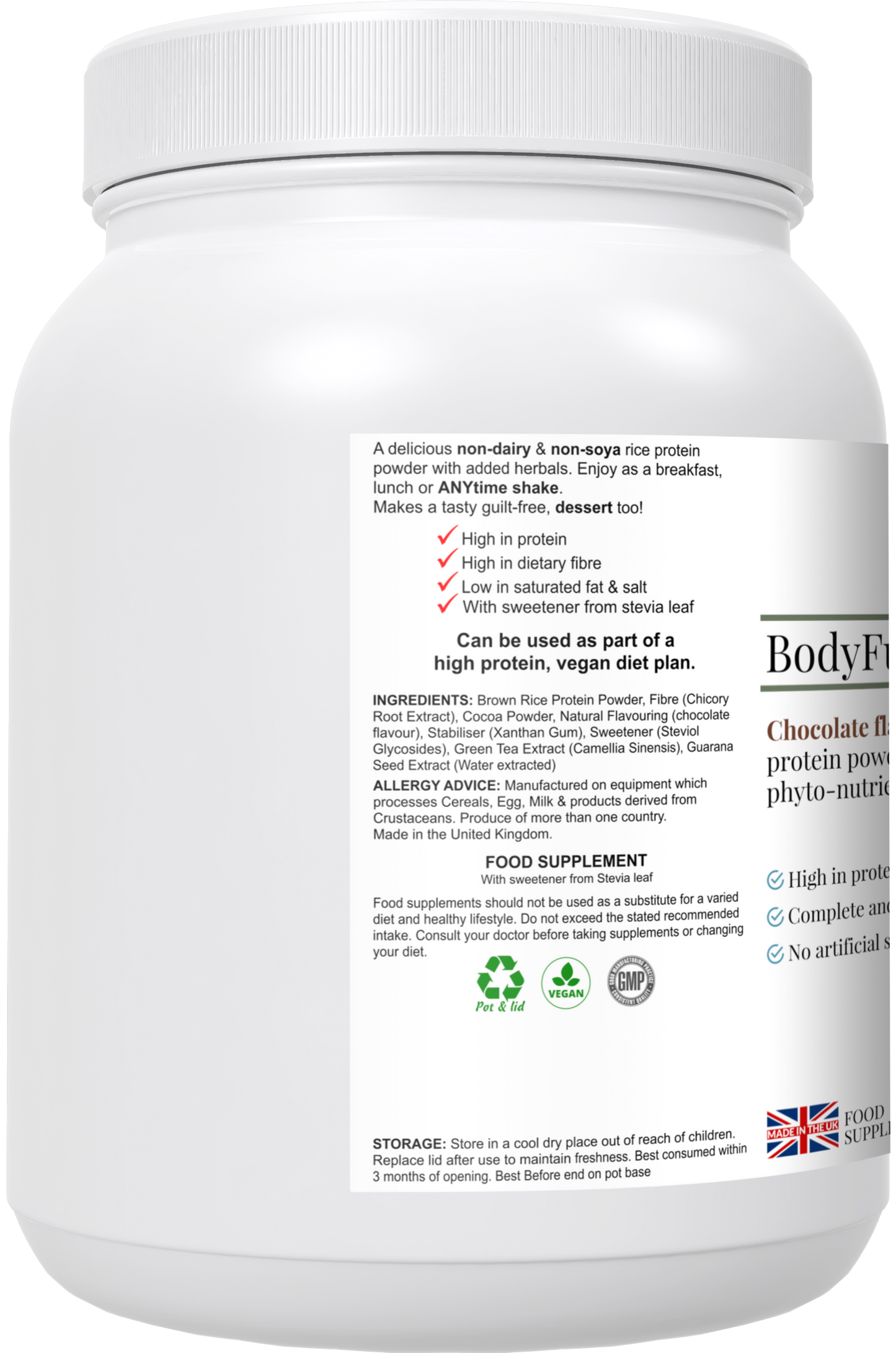 BodyFuel Rice Protein- Chocolate