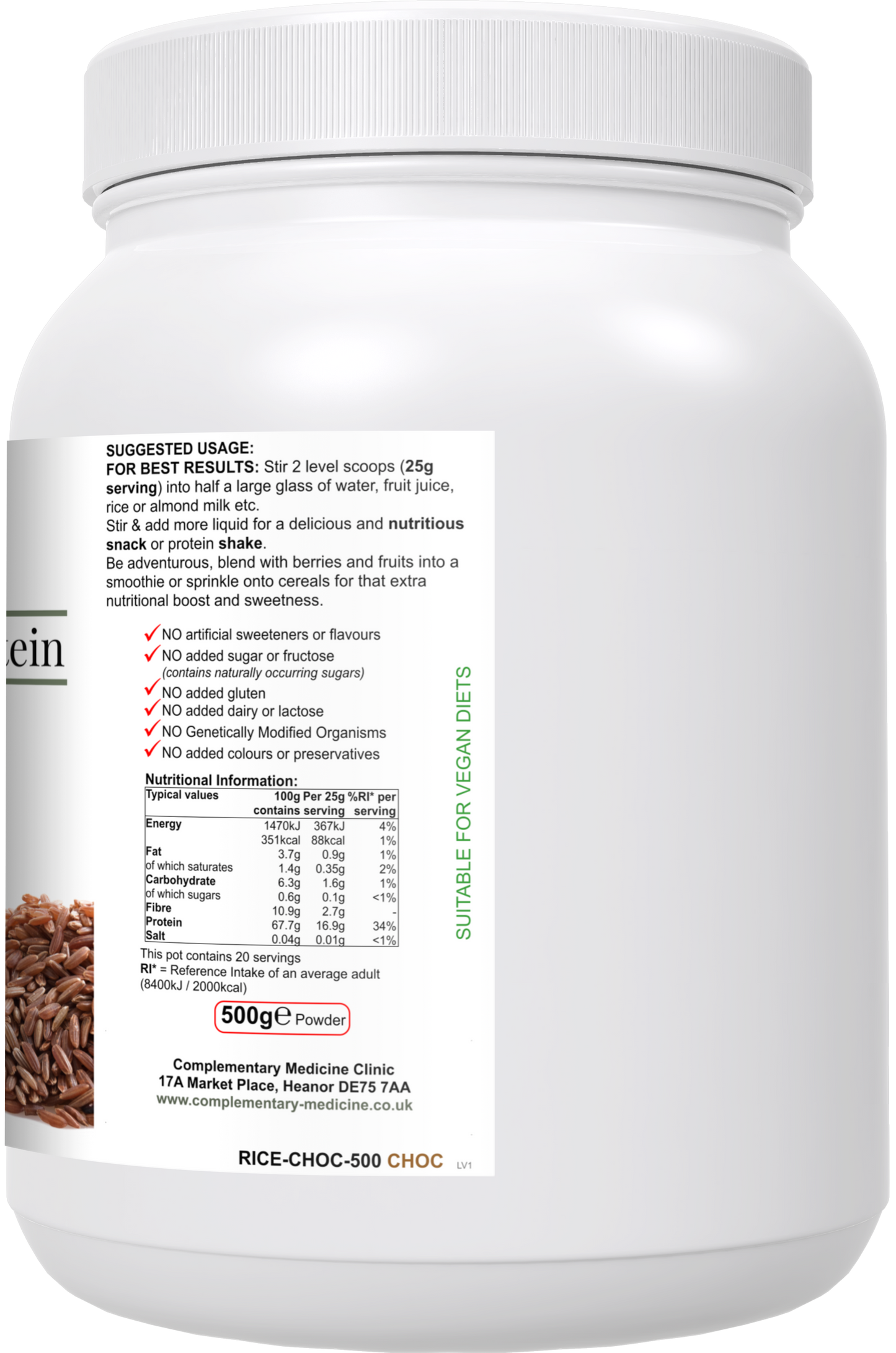 BodyFuel Rice Protein- Chocolate