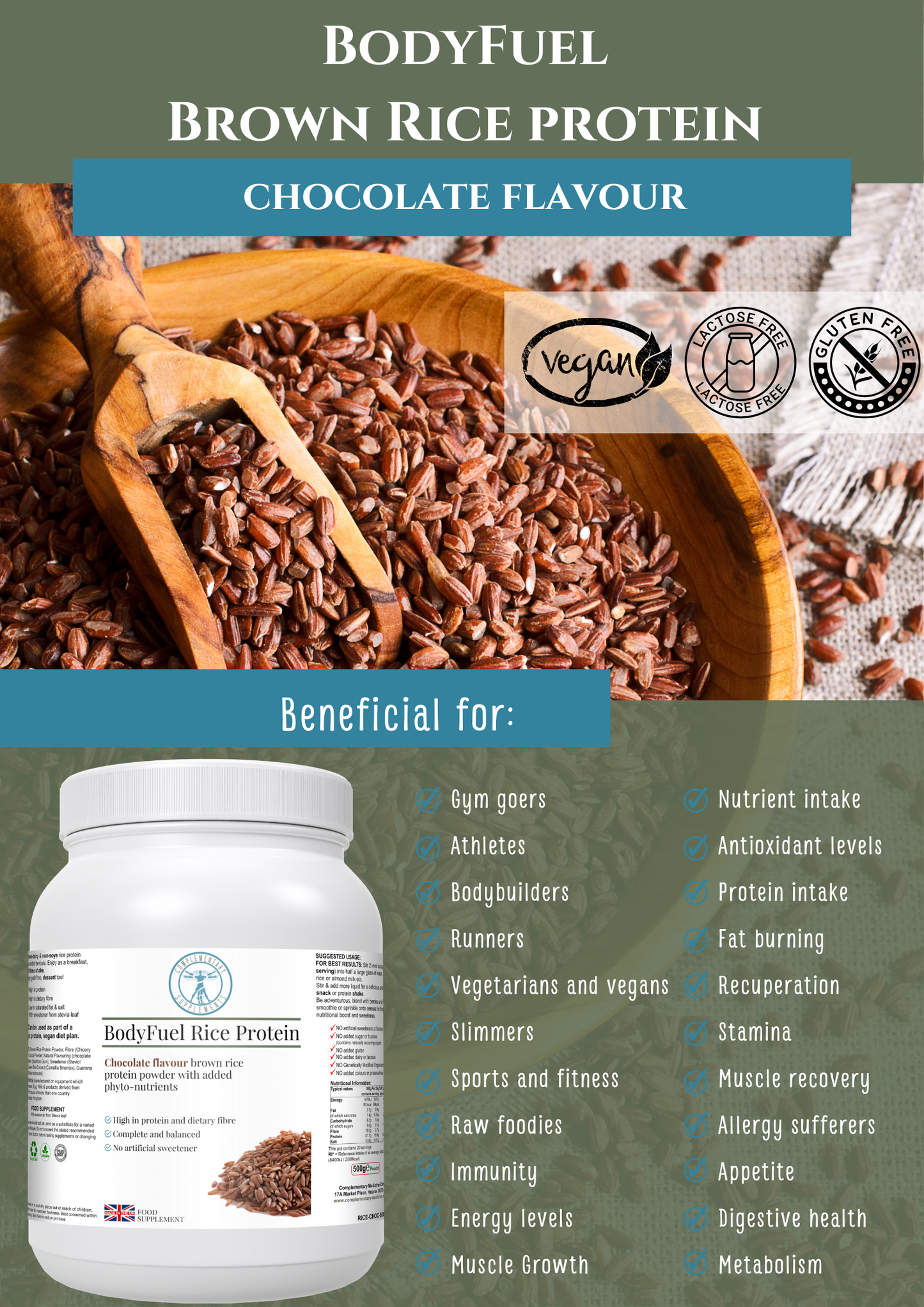 BodyFuel Rice Protein- Chocolate